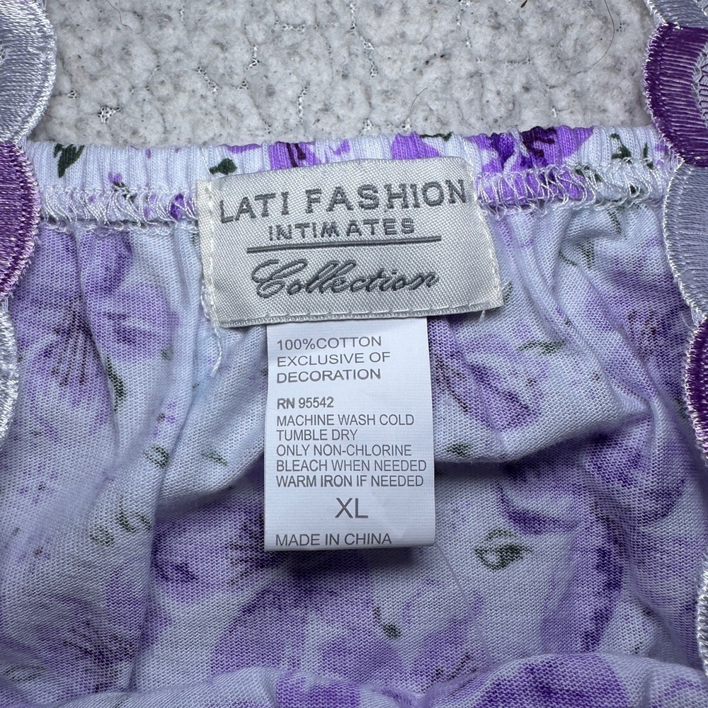 LATI Fashion Cozy Sleeveless Floral Pajama Short Set Size XL Feminine Dainty - Picture 4 of 7